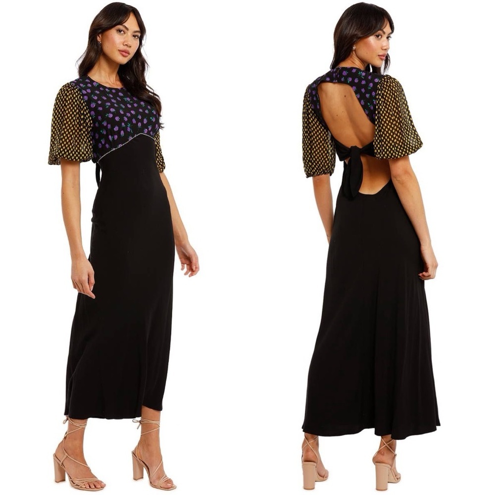 RIXO London Delilah Floral Disco Crystal Midi Dress